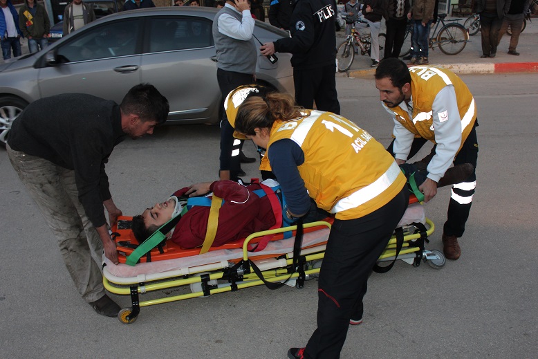 Kaldırım üzerinde kaza yaptı