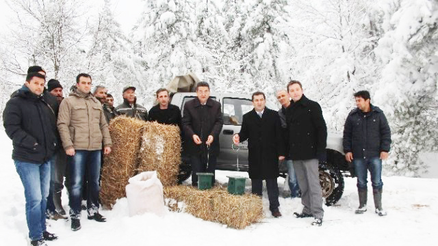 Yabani hayvanlar için yem bırakıldı