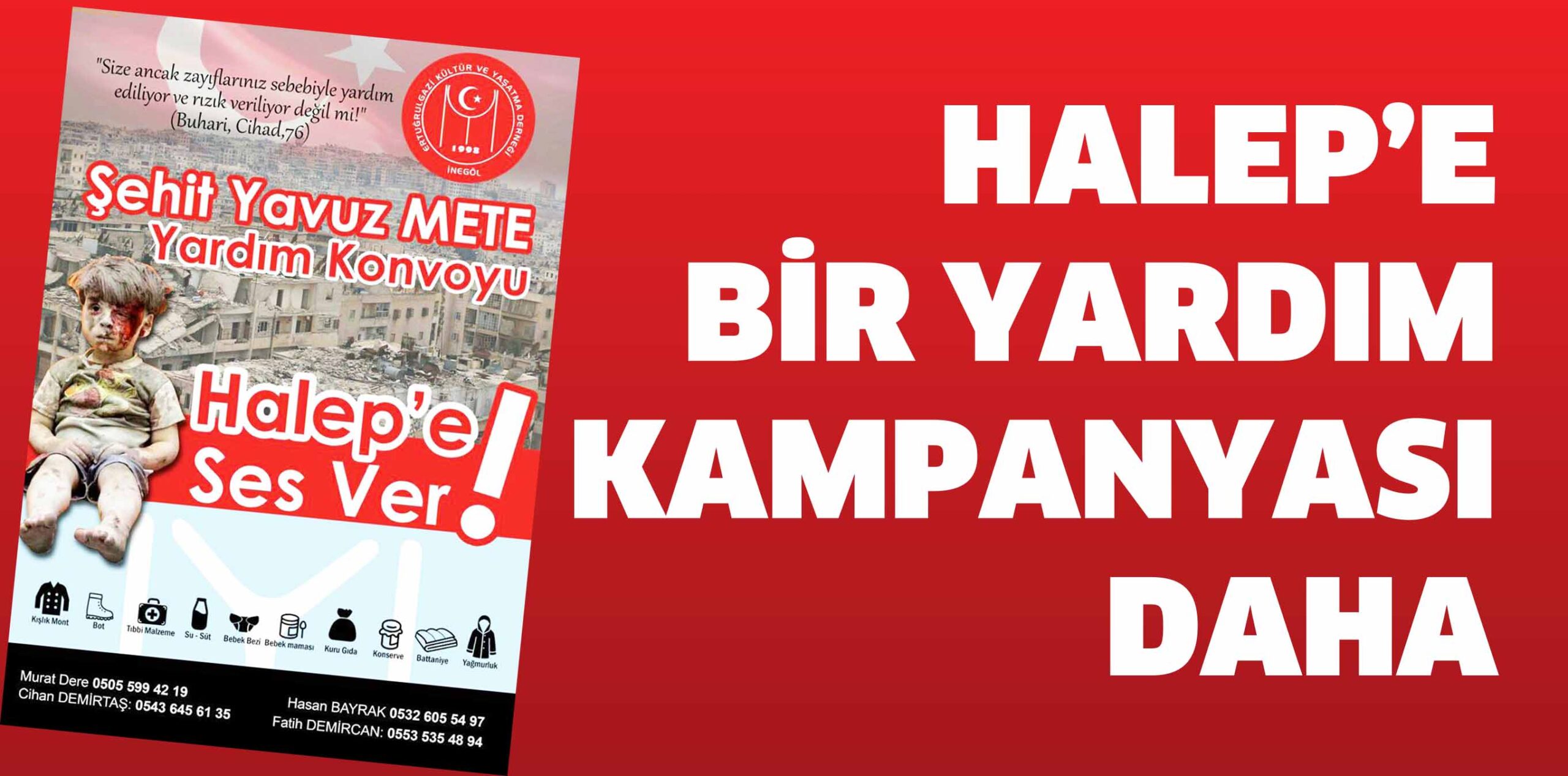 HALEP’E BİR YARDIM KAMPANYASI DAHA