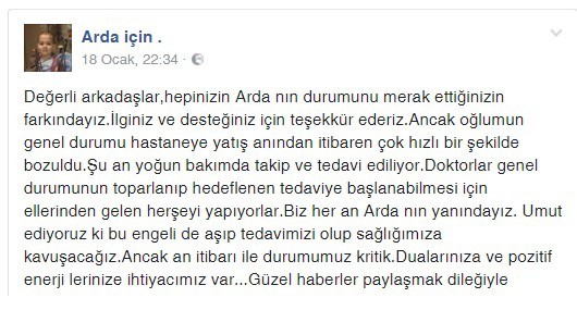 Amerikada Tedavi Gören Arda, Dua Bekliyor