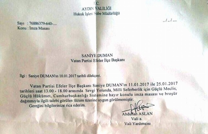 Aydın Valiliğinden Vatan Partisinin Etkinliğine İzin Çıkmadı