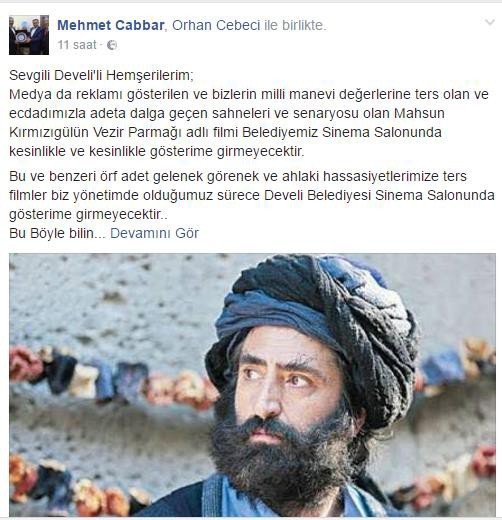 Develi Belediyesi Mahsun Kırmızıgülün Filmini Oynatmama Kararı Aldı