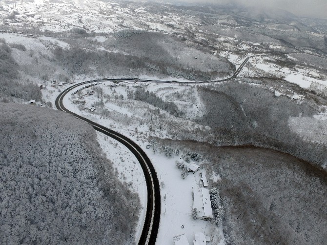 (Özel Haber) Bolu Dağının Eşsiz Kar Manzarası Havadan Görüntülendi