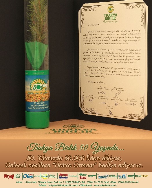 Trakya Birlikten 50. Yılında Ortaklarına 50 Bin Çam Fidanı