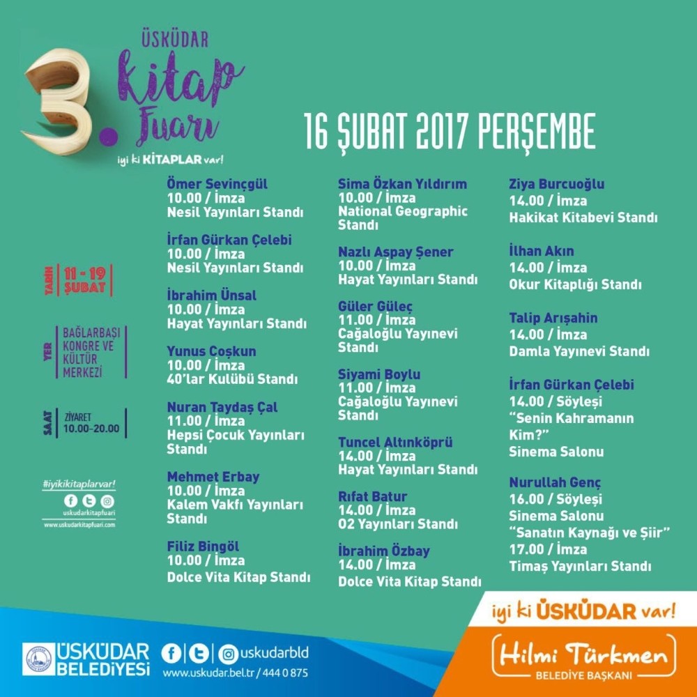 3Üncü Üsküdar Kitap Fuarı, İmza Günleriyle Devam Ediyor