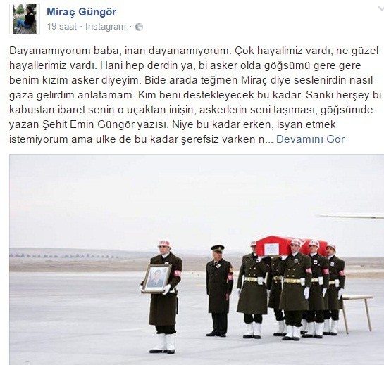 Şehit Kızı Miraçtan Yürek Yakan Paylaşım