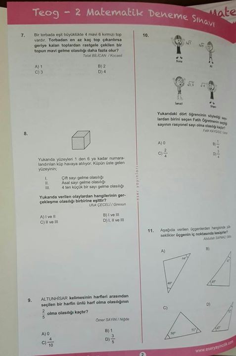 Teog Deneme Sınavında Altunhisar Sorusu Çıktı