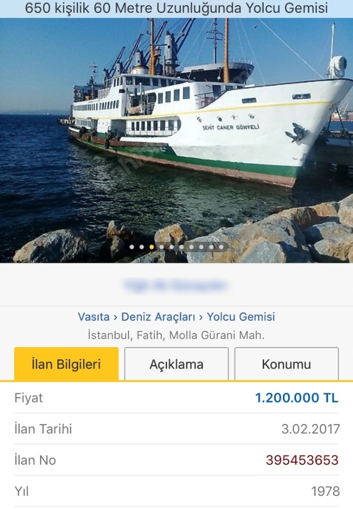 Yolcu Vapurunu İnternetten Satışa Çıkardılar