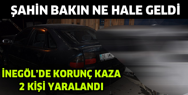 ŞAHİN BAKIN NE HALE GELDİ. KORKUNÇ KAZA; 2 YARALI