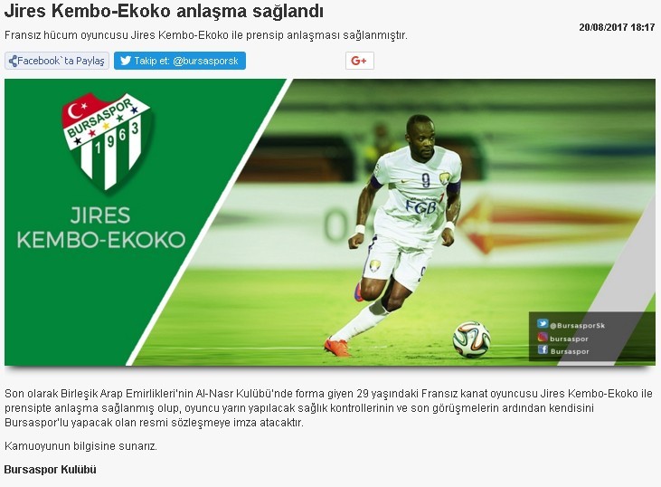 Bursaspor Ekokoyu Açıkladı