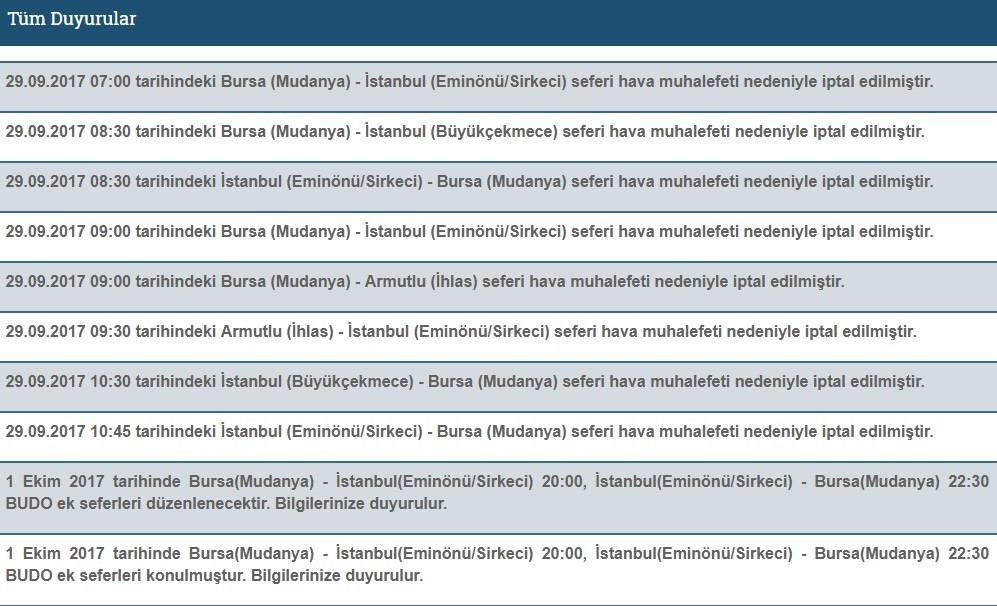 O Seferler İptal Edildi