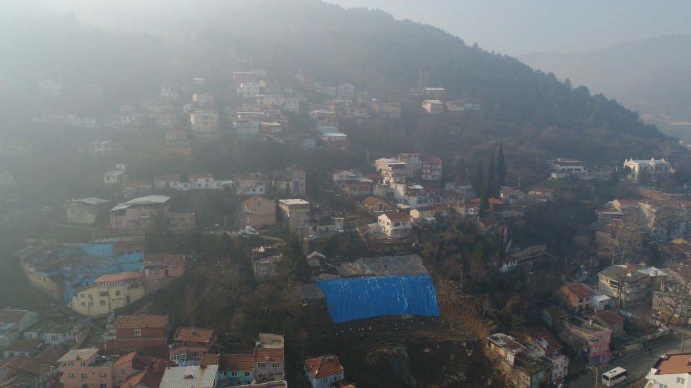 Heyelan Bölgesi Drone İle Görüntülendi