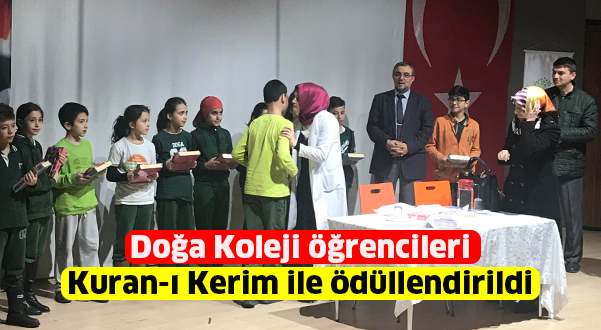 Doğa Koleji öğrencileri  Kuran-ı Kerim ile ödüllendirildi