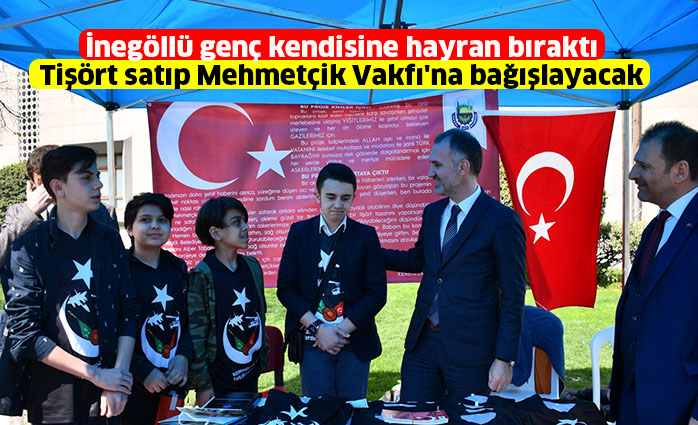 İnegöllü genç kendisine hayran bıraktı tişört satıp Mehmetçik Vakfı’na bağışlayacak
