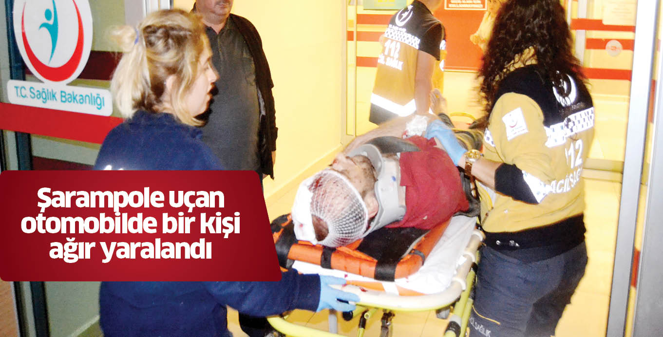 Şarampole uçan otomobilde bir kişi ağır yaralandı