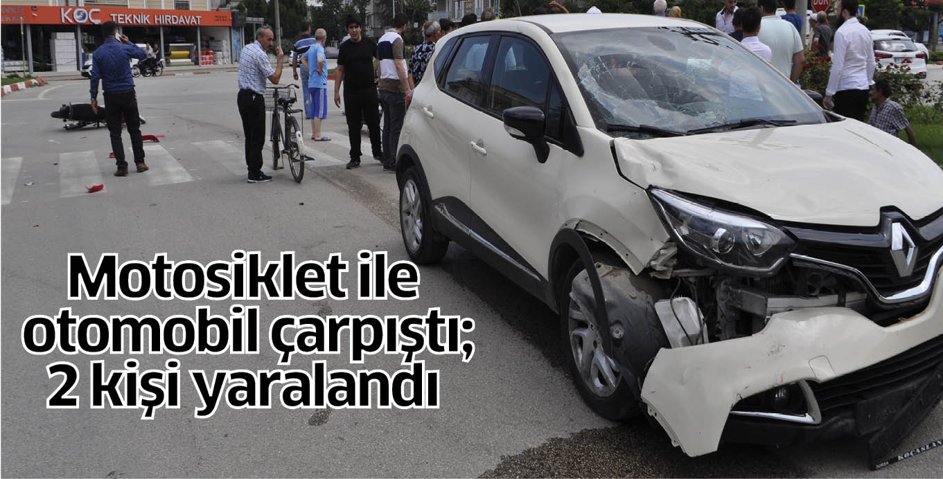 Motosiklet ile otomobil çarpıştı; 2 kişi yaralandı