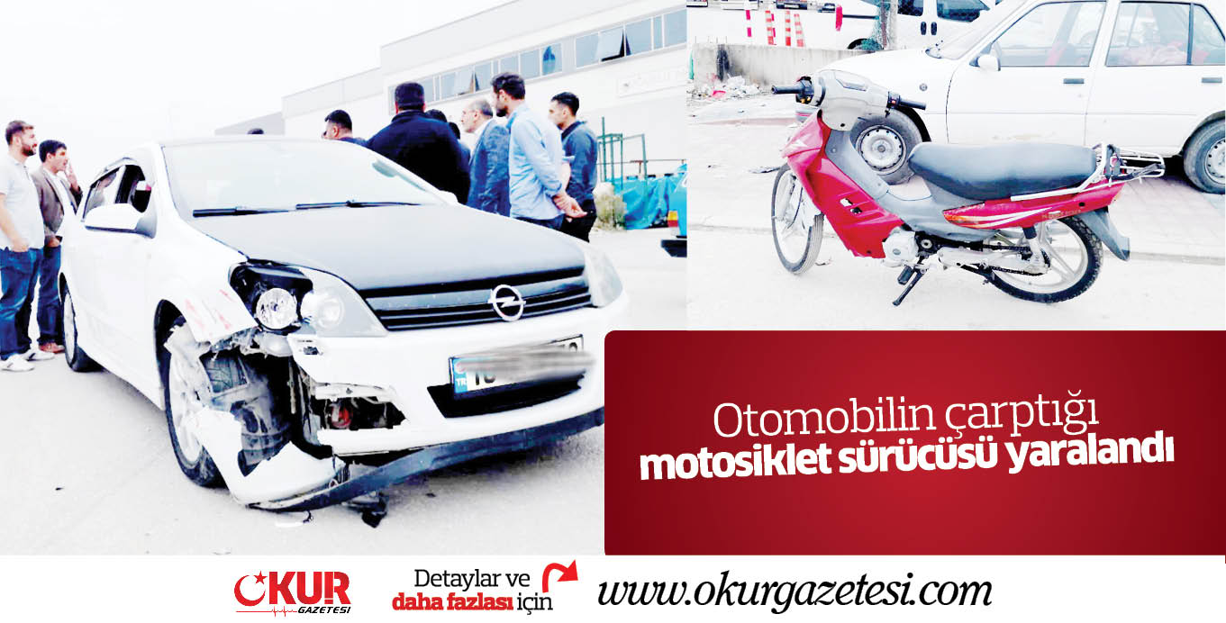Otomobilin çarptığı motosiklet sürücüsü yaralandı