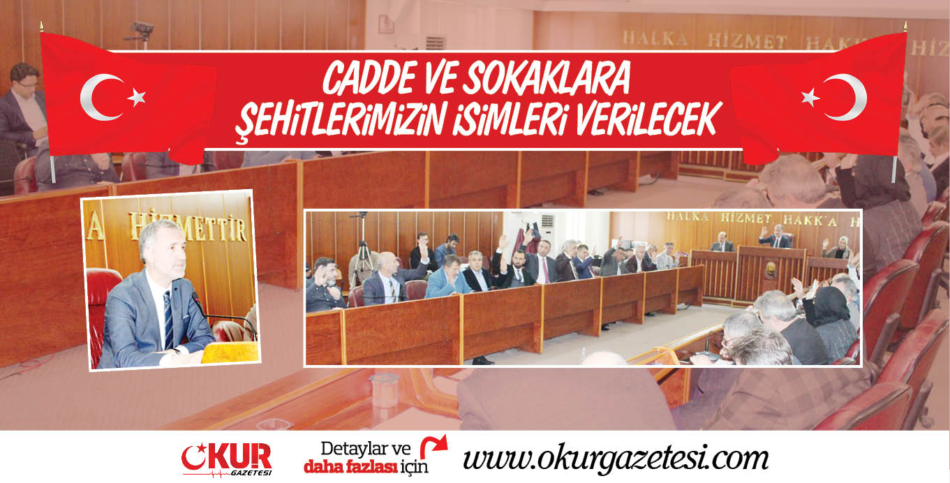 CADDE VE SOKAKLARA ŞEHiTLERiMiZiN iSiMLERi VERiLECEK