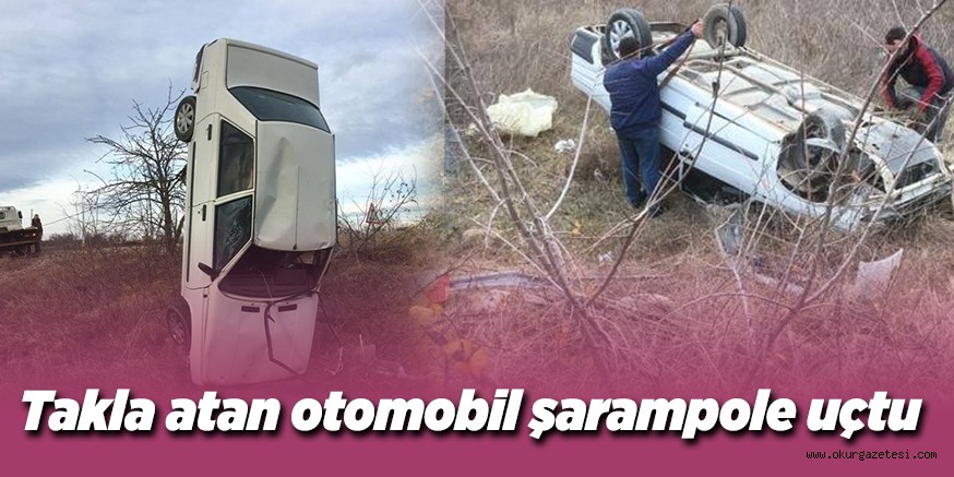 Takla atan otomobil şarampole uçtu