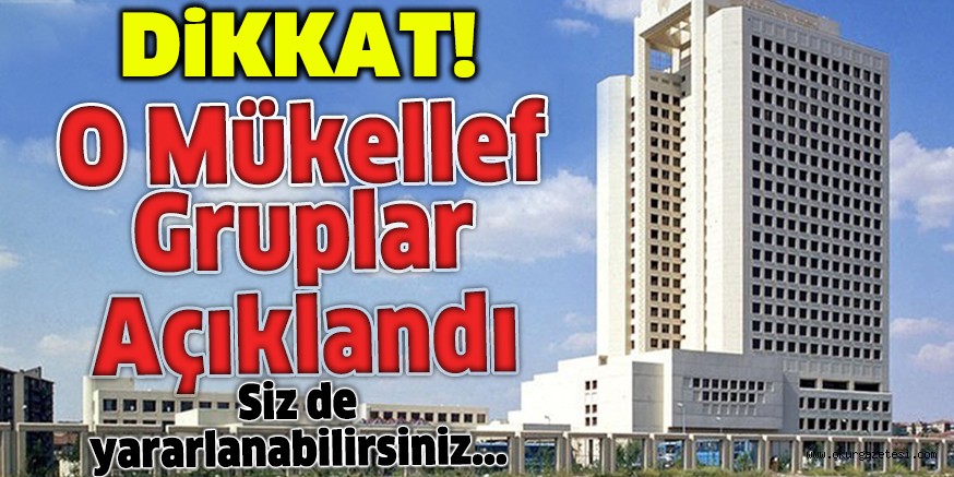 O MÜKELLEF GRUPLARI AÇIKLANDI
