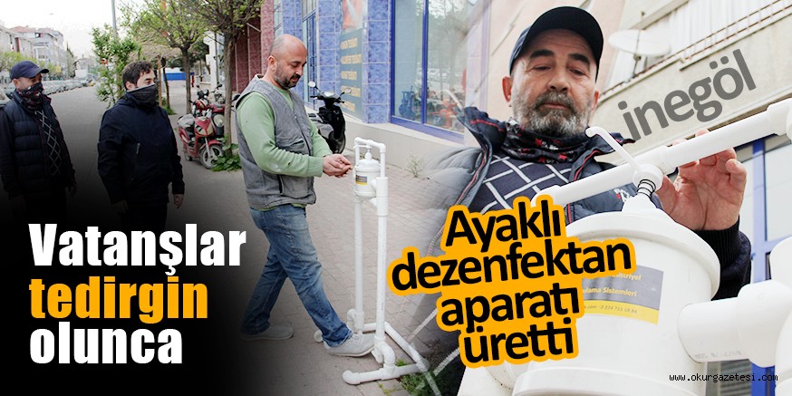İNSANLAR TEDİRGİN OLUNCA AYAKLI DEZENFEKTAN APARATI YAPTI