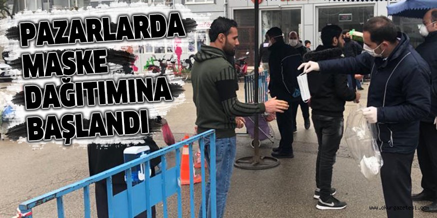 PAZARLARDA MASKE DAĞITIMINA BAŞLANDI