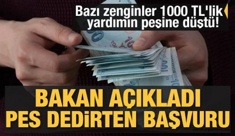 Bazı zenginler 1000 TL’lik yardımın peşine düştü! Bakan açıkladı: Pes dedirten başvuru