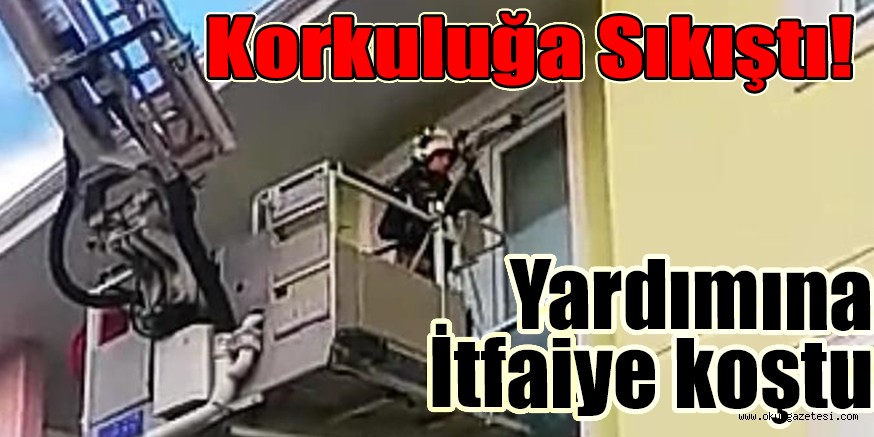 Korkuluğa sıkışınca itfaiye yardıma koştu