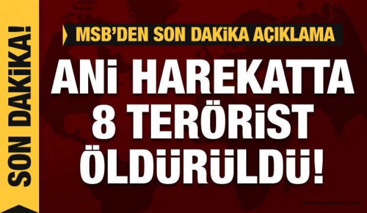 MSB: 8 PKK’lı terörist hava harekâtlarıyla etkisiz hale getirildi