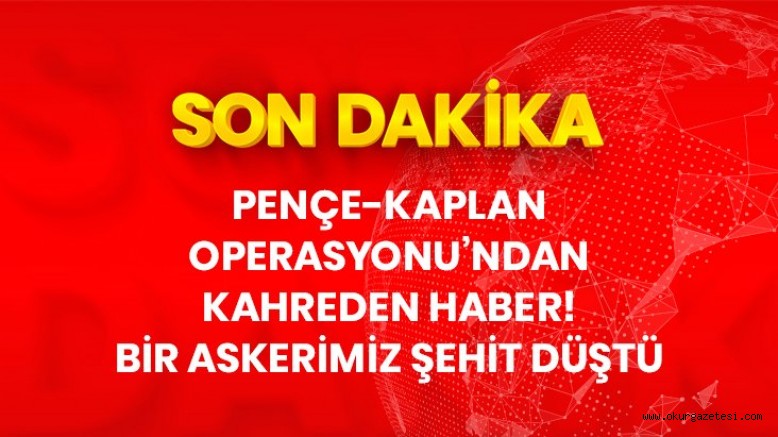 Pençe-Kaplan Operasyonu’nda teröristlerle çıkan silahlı çatışma sonucu bir askerimiz şehit oldu