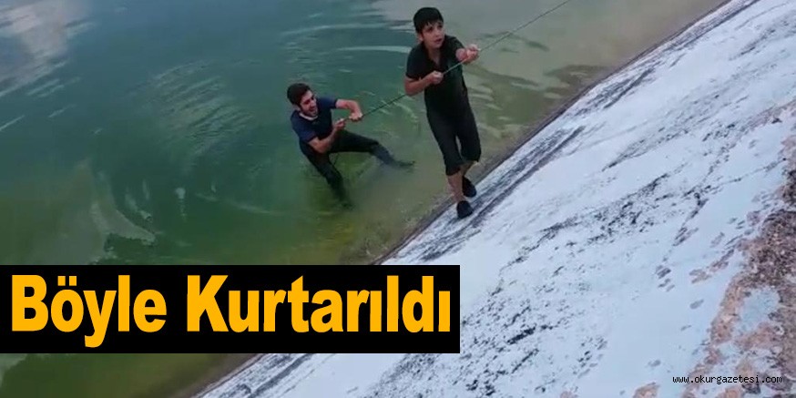 Gölete düşen çocuk böyle kurtarıldı