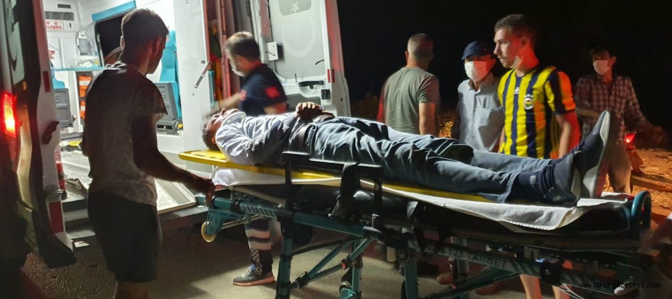 Devrilen motosikletten düşen sürücü yaralandı