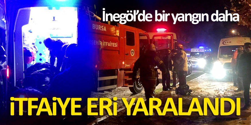 İnegöl’de iki katlı ev yangında kullanılmaz hale geldi, 1 itfaiye eri yaralandı