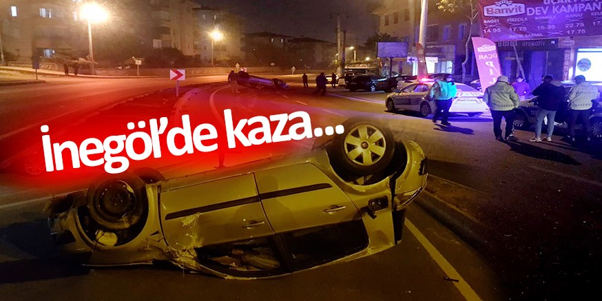 Takla atan araç yolun ortasında ters durdu