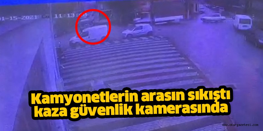 Kamyonetlerin arasına sıkışan bisiklet sürücüsü yaralandı