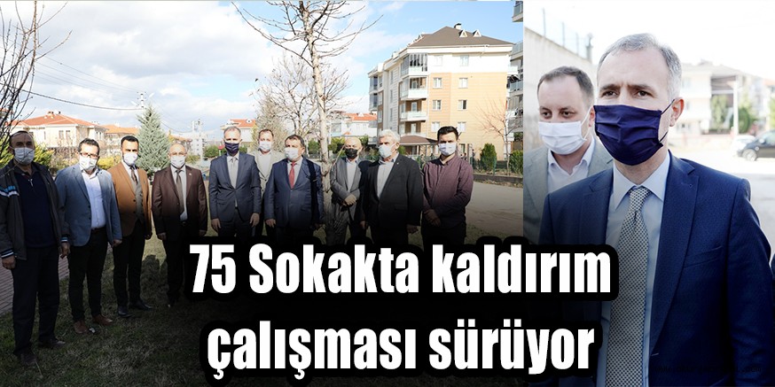 75 Sokakta kaldırım  çalışması sürüyor