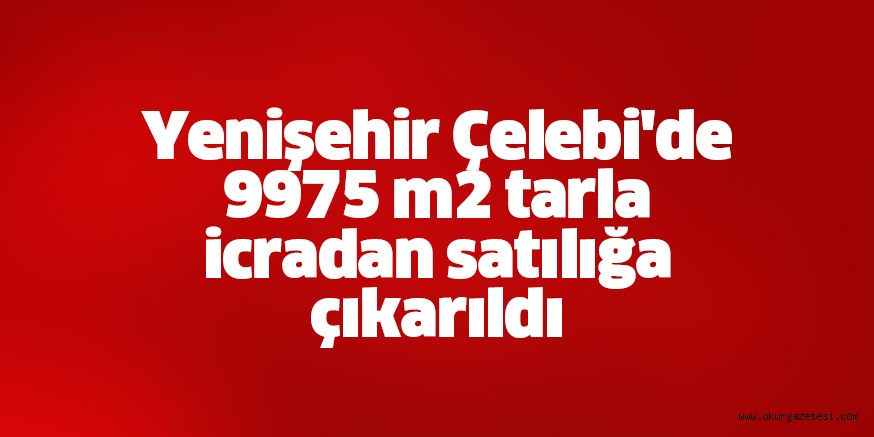 Yenişehir Çelebi’de 9975 m2 tarla icradan satılığa çıkarıldı