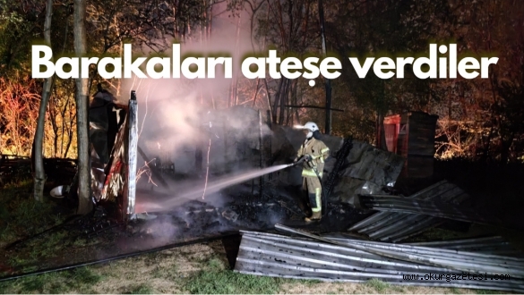 İnegöl’de barakaları ateşe verdiler
