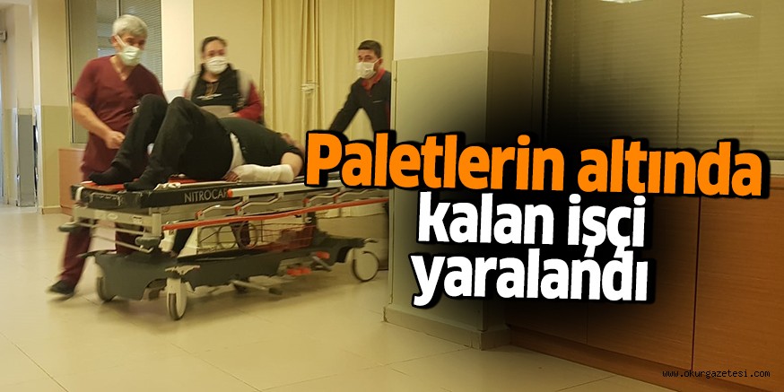 Paletlerin altına kalan işçi yaralandı