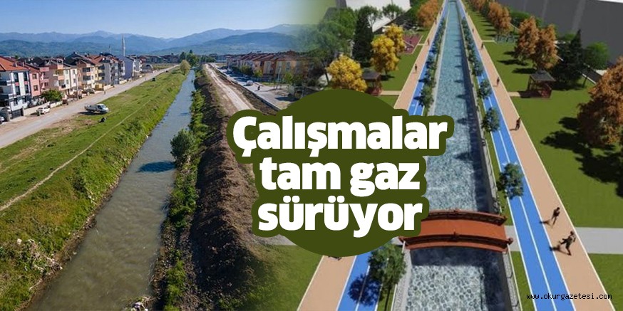 Kanal İnegöl’de istinat duvarı çalışmaları tamamlandı