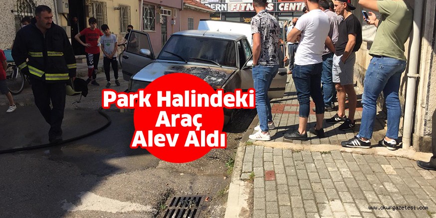 Park halindeki araç alev aldı