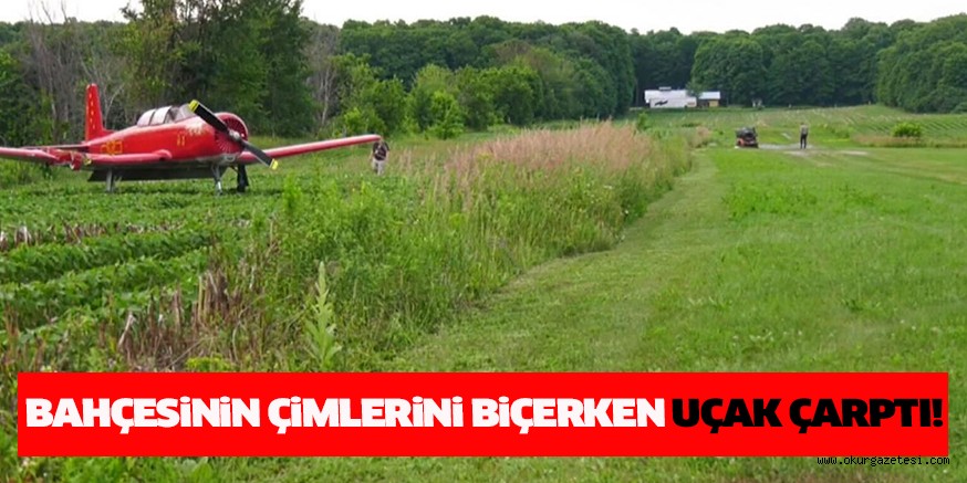 BAHÇESiNiN ÇiMLERiNi BiÇERKEN UÇAK ÇARPTI!