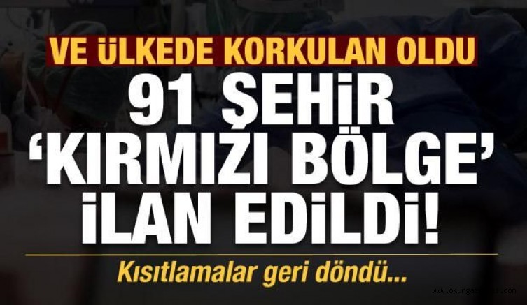 Ülkede korkulan oldu! 91 şehir kırmızı bölge ilan edildi, kısıtlamalar geri döndü…