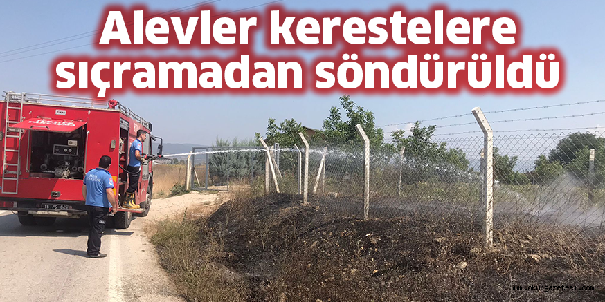 Alevler kerestelere sıçramadan söndürüldü