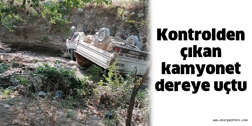Kontrolden çıkan kamyonet dereye uçtu
