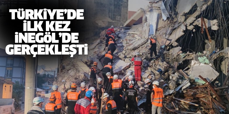 Türkiye’de ilk kez İnegöl’de gerçek enkazda arama kurtarma tatbikatı gerçekleştirildi