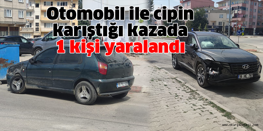 Otomobil ile cipin karıştığı kazada 1 kişi yaralandı