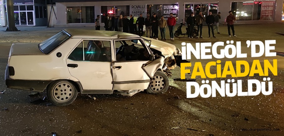 İnegöl’de 2 otomobilin karıştığı kazada 1 kişi yaralandı
