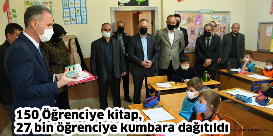 150 Öğrenciye kitap, 27 bin öğrenciye kumbara dağıtıldı