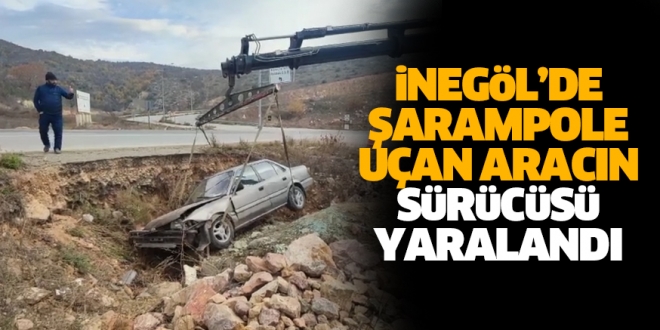 Şarampole uçan otomobilin sürücüsü yaralandı